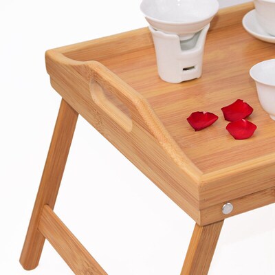 Portable Bamboo Wood Bed Tray Breakfast Laptop Desk Tea Food