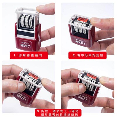Ink return date stamp 4MM flip seal red blue black three c