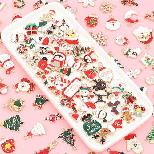 10pcs/lot Alloy Christmas Pendant Mixcolor Dripping Oil Char