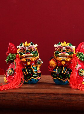 Chinese style souvenir dragon and lion porcelain Crafts gift