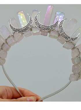 Natural Crystal Crown Queen Raw Crystal Hair Band Lapis Amet