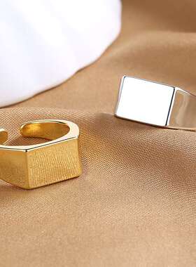 Fashion personality mens wide-faced ring rectangular simple