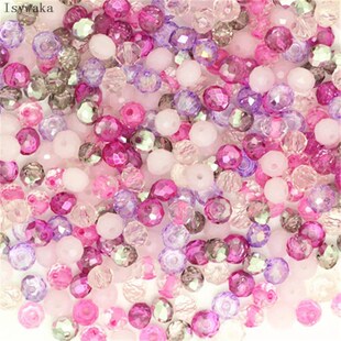 Isywaka Pink Multicolor 4*6mm 50pcs  Rondelle Austria facete