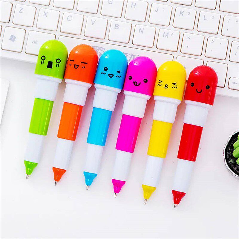 20Pcs Cartoon 6 Colors Retractable Pill Pens Kids Party Supp