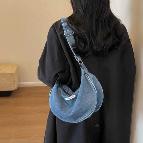 Women Denim Bag Large Capacity Strap Adjustable Crossbody Sl