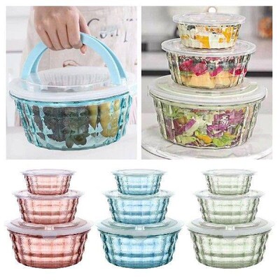 3 Plastic Fruit Box Fruit Containers With Tureen Bowl Clear