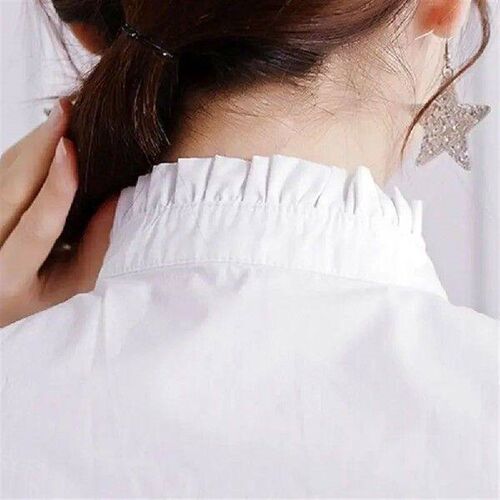 Womens Elegant Wrinkled Fake Stand Collar Basic Layering