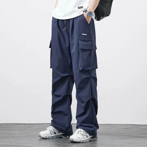 New Plus Size 8XL Men Casual Straight Pants Trousers Ice Sil