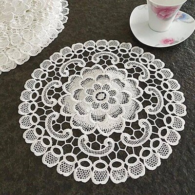 NEW round rose flower embroidery place table mat cloth dinin