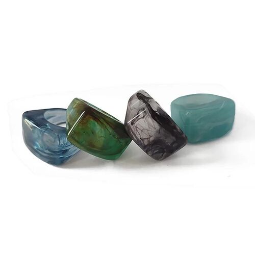 1PC Fashion Colorful Transparent Acrylic Ring Irregular Marb