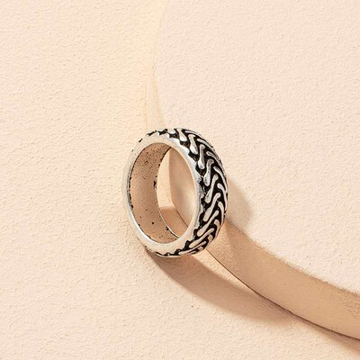 Ring ins retro texture hip hop style ring popular boho metal