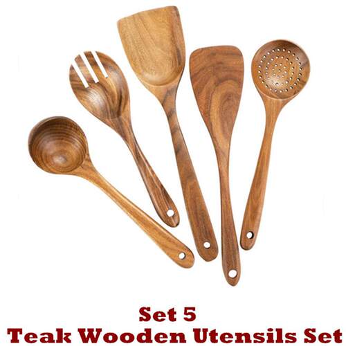 Teak Wood Utensils Set for Cooking Wood Spatula Cookware