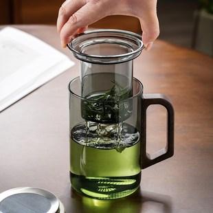 玻璃杯1000ml大容量茶杯家用泡茶男喝水杯子带过滤耐热高档办公室