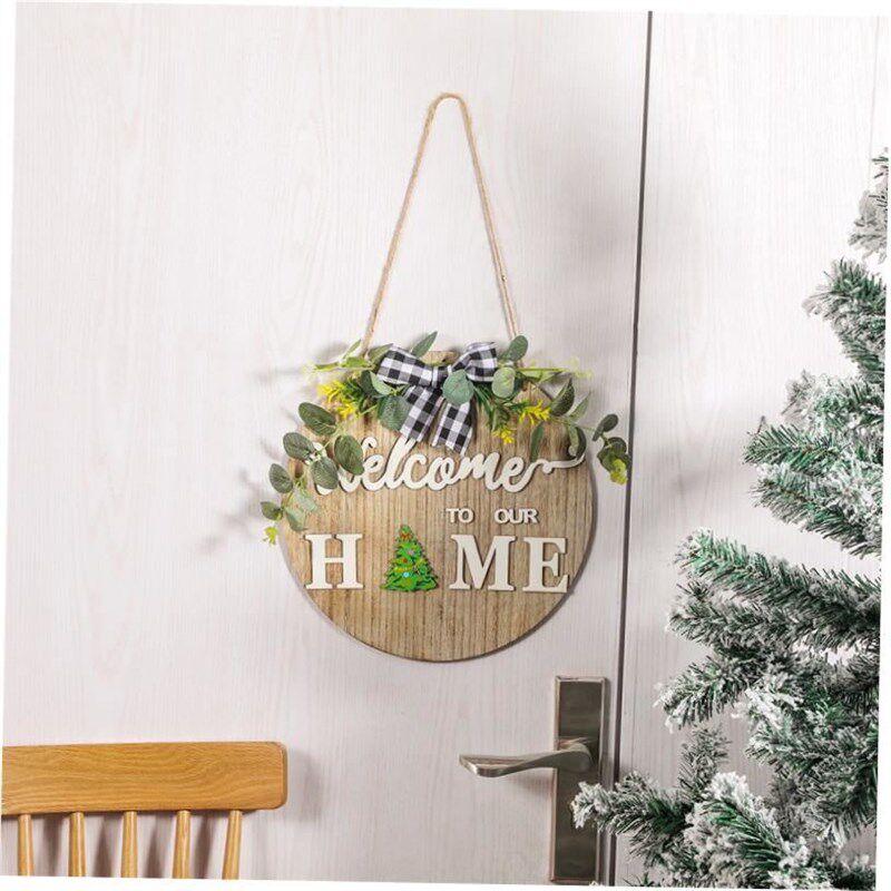 2024new wooden welcome doorplate Christmas Halloween