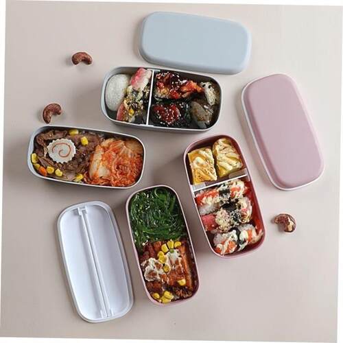 2Layer Lunch Box For Kids Portable Outdoor Plastic Bento Box