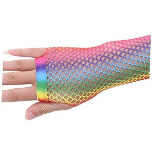 Rainbow Mermaid Arm Sleeves Fish Scale Pattern Printed Finge