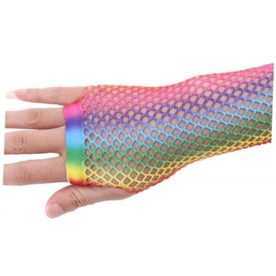 Rainbow Mermaid Arm Sleeves Fish Scale Pattern Printed Finge