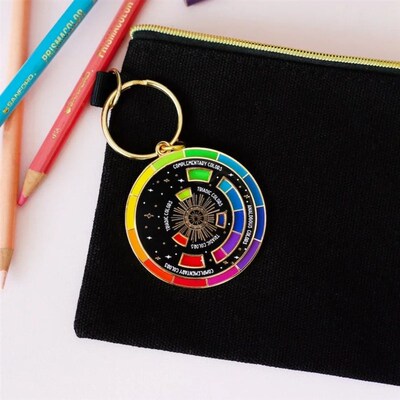 Wheel Keychain (Black/ White) Theory, Artist Gift, Keychains