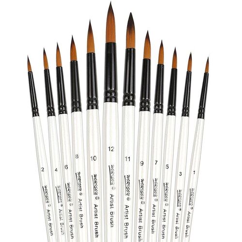 12 PCS Round Filbert Paint Brushes Set, Artist Brush for Acr