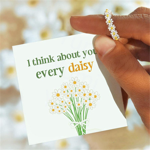 Sweet Daisy Flower Rings for Women Open Adjustable Ring Elec