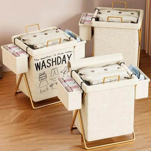 1Pc Large Capacity Laundry Hamper With Handle Foldable Dirty