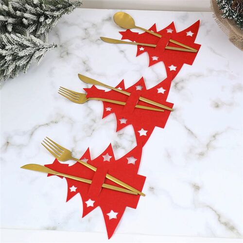 12pcs Christmas Felt Cutlery Holders with Tree Snowflake