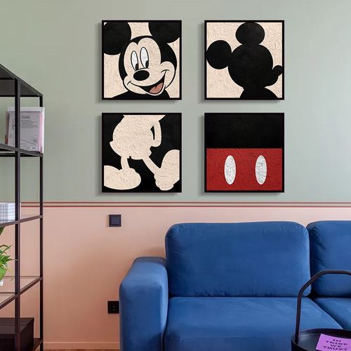 米奇米妮立体感肌理画石英砂数字油画diy手工填充卡通丙烯装饰画