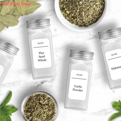 Spice Jar Labels 216pcs White Sticker Water And Oil Proof Se