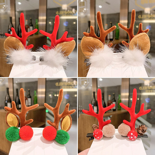 2pcs/set Christmas Hair Clips For Girls Cute Deer Ear Hairpi