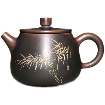 钦州古韵坭兴陶茶具茶壶 虚怀若竹壶 容量约2毫升 精品