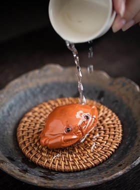 富甲天下紫砂小螃蟹茶宠摆件手把件可养茶玩创意茶台茶盘装饰品