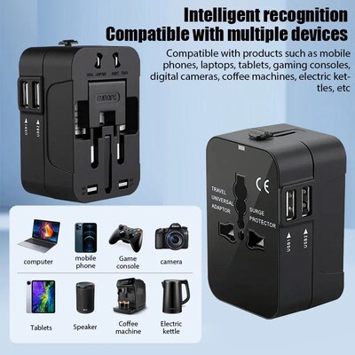 Global Universal Conversion Travel Plug USB Sockets EU US AC
