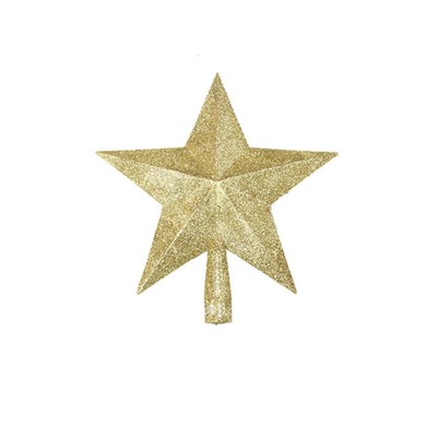 3D Five point Gold Powder Flash Star Christmas Tree Top Star