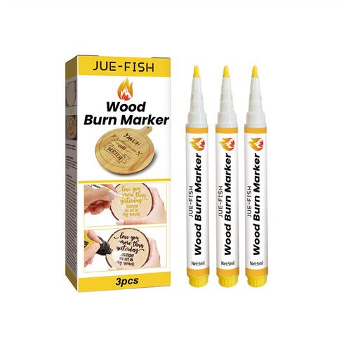 Jue-Fish Wooden Burning Marker Pen DIY Wooden Coaster and Cu