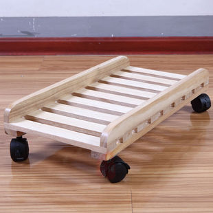 台式电脑主机托实木主机架底座电脑机箱托架子滑轮可移动主机托架