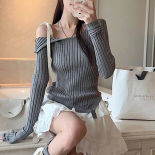 Knitwear Jumper Long Slash Sle Casual Neck Spring Woman 2024