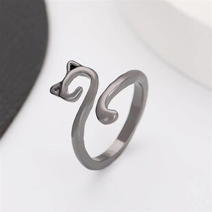 Opening Adjustable Fashion Animal Cat Ring Jewelry欧美猫戒指