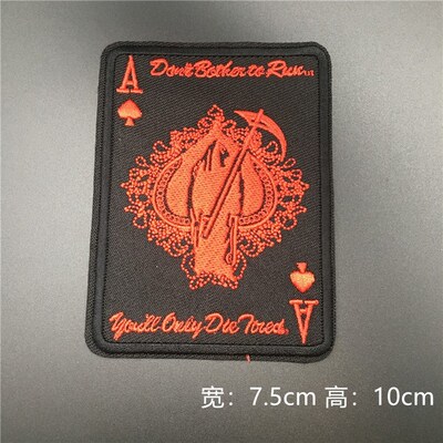 Death Card Poker Ace of Spades Patches Embroidery Tactical P