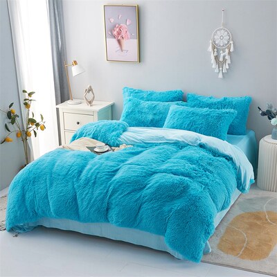 Plush Fluffy Bedding Blanket Duvet Cover Set bed sheet sets