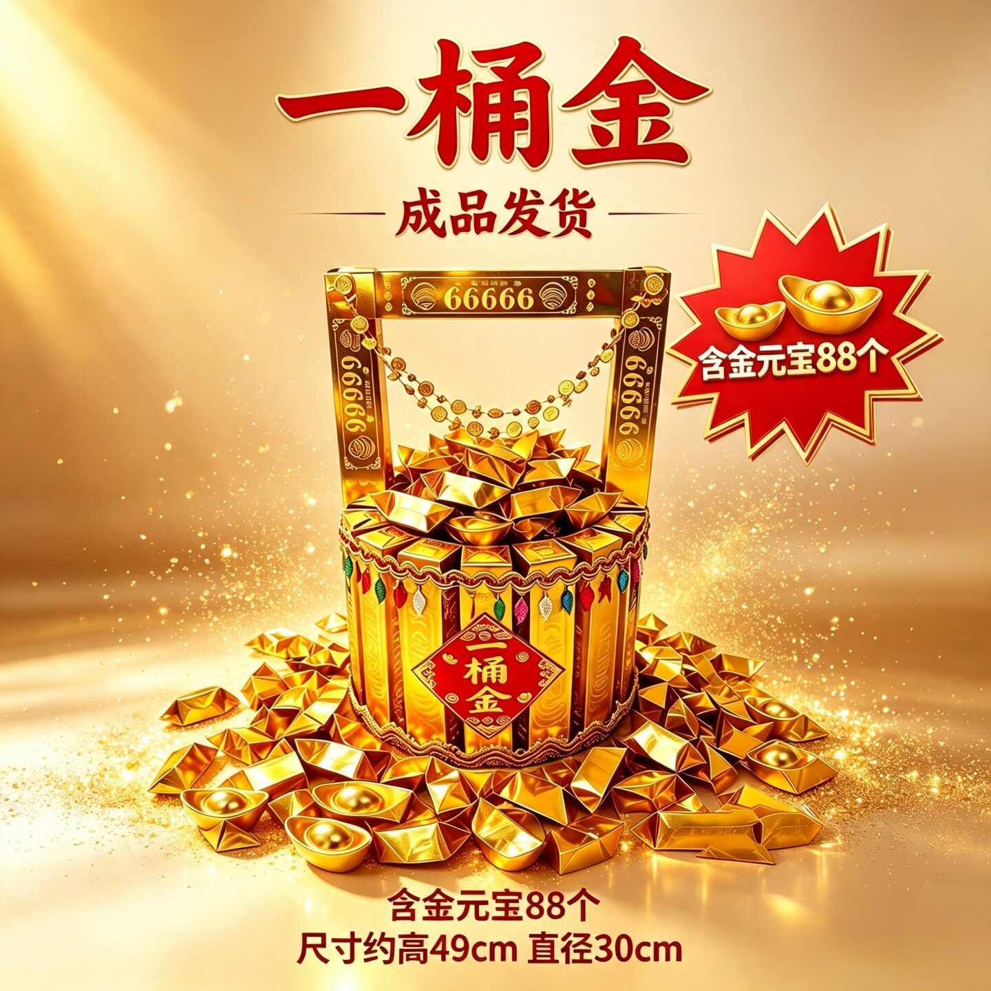 一桶金成品发货DIY材料包黄金万两金条元宝金山手工制作加厚高亮