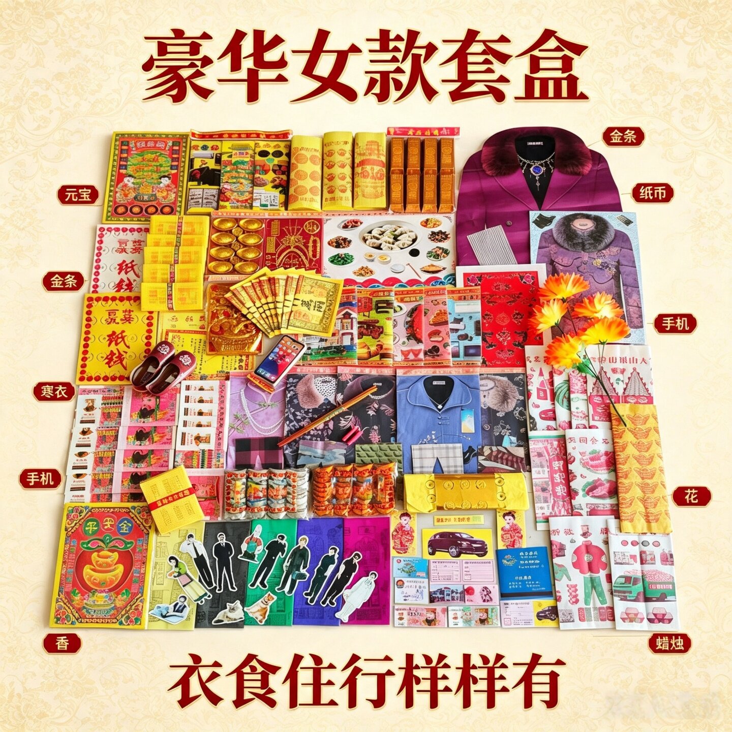 大全套装纸和钱清烧周年五七中元大套餐全套明纸民俗用品卡证大全图片