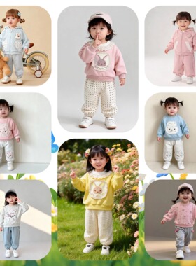 2026年新款套装儿童外套卫裤卫衣卫裤两件装女宝运动休闲百搭装ZY