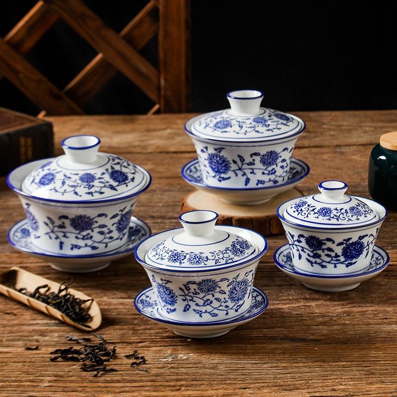 盖碗茶杯茶碗特大号茶具青花瓷复古泡茶碗套装陶瓷功夫三才碗单个,餐饮具,盖碗,淘宝优惠券,粉丝福利购,淘宝优惠卷