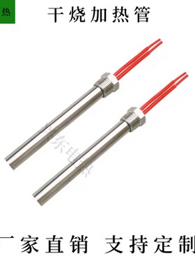 单头干烧加热管4分6分螺纹不锈钢dn20模具锡炉发热管220V管径20mm