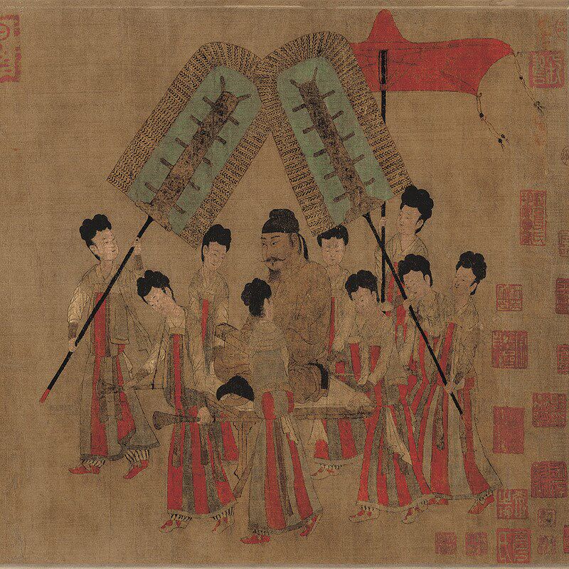 阎立本步辇图人物古画微喷复制真迹高清国画芯临摹唐代国画装饰