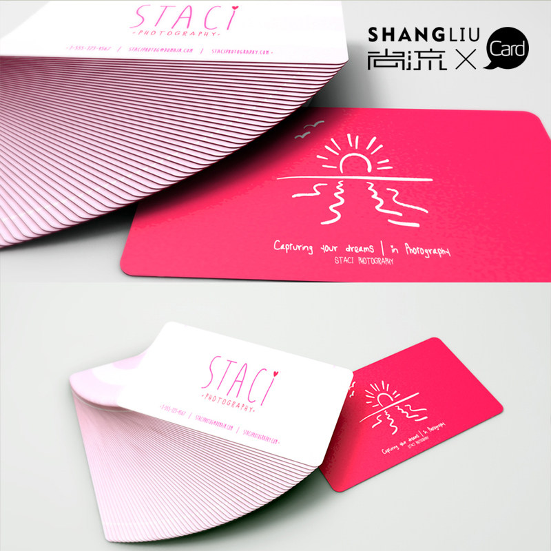 导圆角名片铜版纸双面覆亚膜卡片免费设计排版高档定制制作印刷
