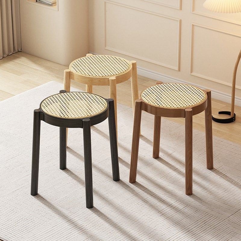 凳餐厅高凳椅子白蜡木餐桌凳家用藤编凳子纯实木可堆摞小圆凳餐凳,住宅家具,其它凳子,淘宝优惠券,粉丝福利购,淘宝优惠卷