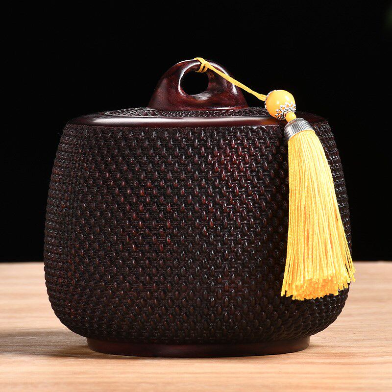 小叶紫檀实木质茶叶罐密封储存罐红木精品高档大号公开便携存茶罐