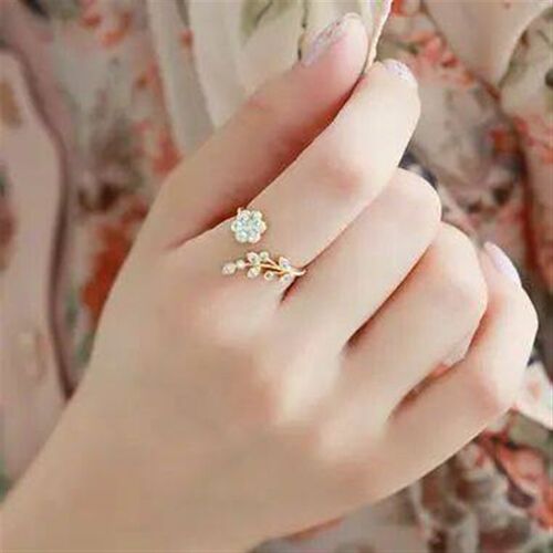 New fashion Rhinestone twisted leaves ful flowers adjustable