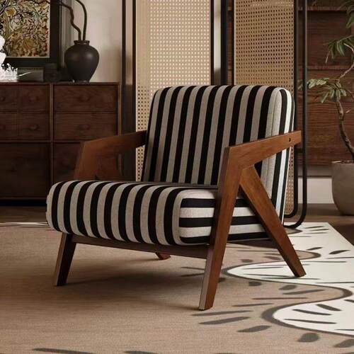 single seat armchair seater lounge chair wooden frame fabric